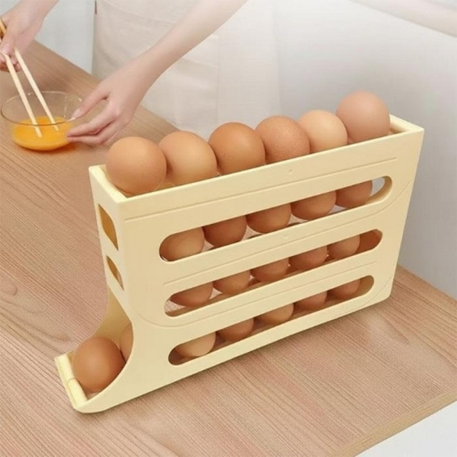 30구 계란 달걀 에그 트레이 냉장고 자동 정리 보관함, 01트레이30구-베이지