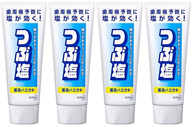 Kao Salt Toothpaste 일본 카오 쯔부시오 솔트 소금 불소 치약 180g 4팩, 4개