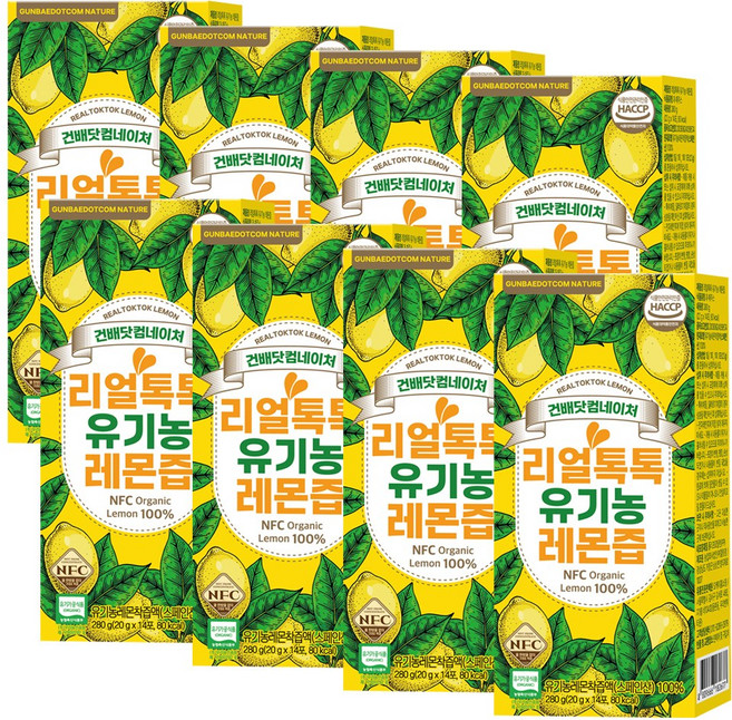 리얼톡톡 유기농 레몬즙 NFC 착즙 레몬수 원액 레몬 주스 레몬물 액상 스틱, 280g, 8개