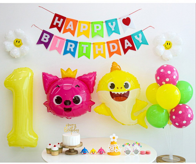 이벤트홀릭 아기상어 핑크퐁 풍선 생일파티세트, 1
