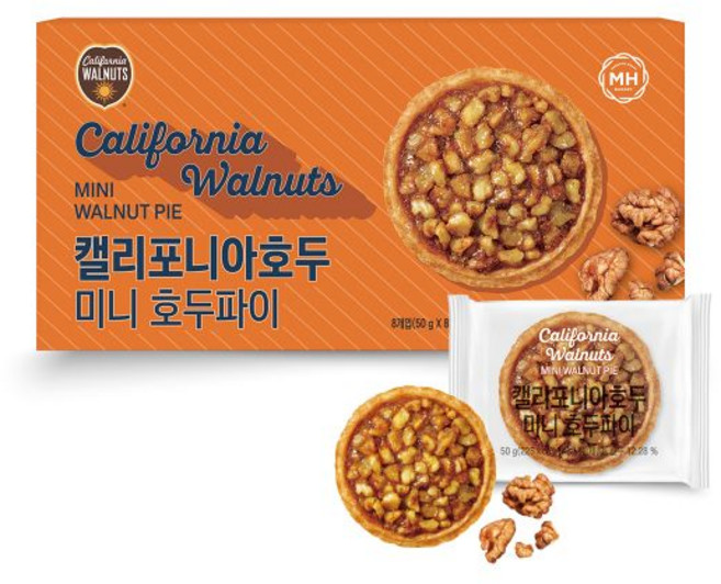 신세계푸드 밀크앤허니 캘리포니아 미니 호두파이 (50g x 8개입) 1개 답례품 선물, 미니 호두파이 2세트