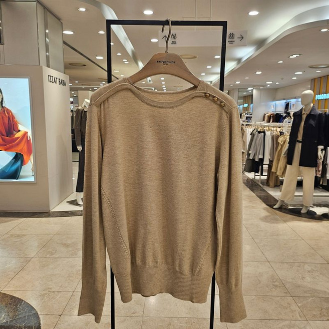 미니멈 버튼 포인트 니트 티 MBKKU3970M