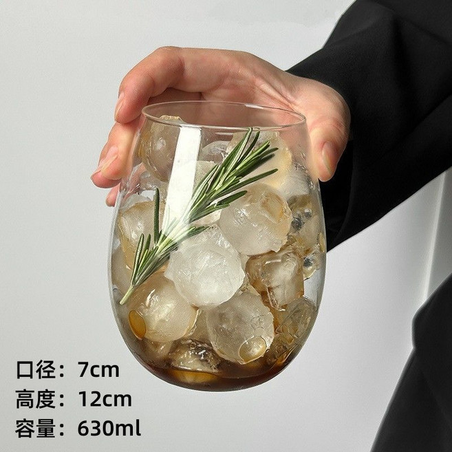 大容量蛋形玻璃杯 630ml 蛋形杯 餐廳飲料果汁杯, N/A, 1只