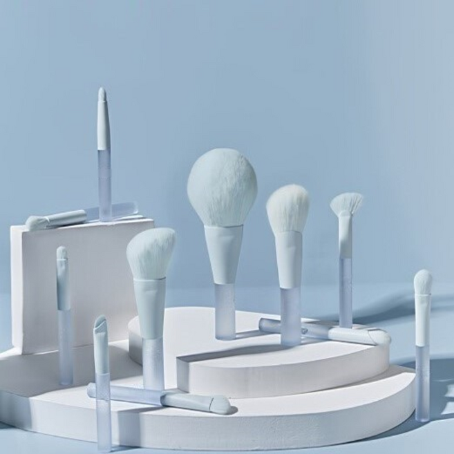 항균모 메이크업 브러시 11종 세트 (수납통 무료 증정), 1개, 블루