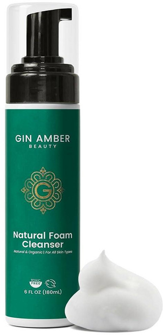 Gin Amber BEAUTY 뷰티 천연 포밍 페이스 워시 여성 및 남성용 - 스킨 케어 도구 일상 사용을 위한 부드러운 페이셜 클렌저 (180ml 6액량 온스) 204960, 1개