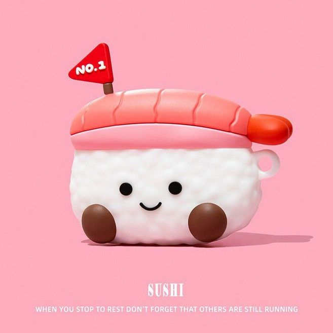 레드미 버즈6 프로 케이스 키위 키링 실리콘 커버, Xiaomi Buds 5, 38 새우초밥+핑크링 실리콘 후크