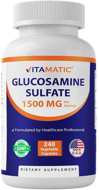 Vitamatic 글루코사민 황산염 보충제 1500mg 120회분 240캡슐, Vitamatic 글루코사민 황산염 보충제, 1500m, 1개, 240정 - 쿠팡