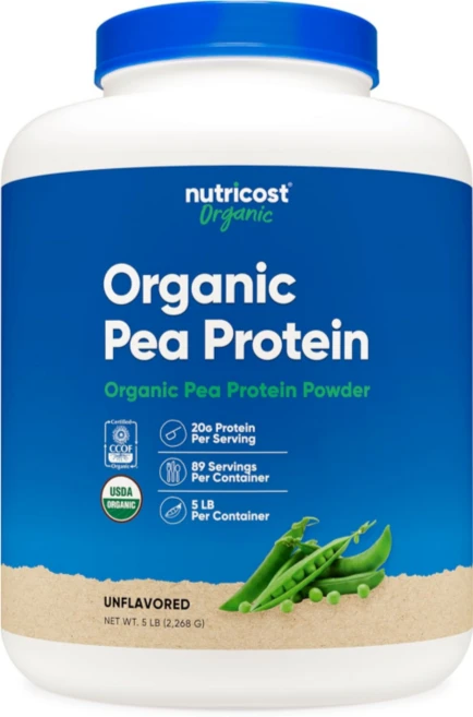 Nutricost 유기농 완두콩 단백질 분리 파우더 (0.9kg(2파운드)) - 무향 USDA 인증 식물 단백질 채식주의자 친화적 글루텐 프리 GMO 프리, 1개 - 쿠팡