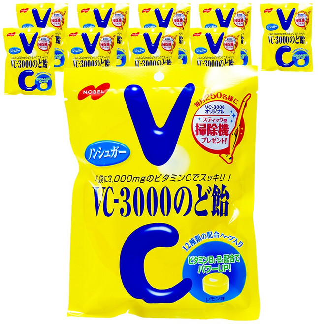 노벨 VC - 3000 목캔디 레몬, 90g, 10개