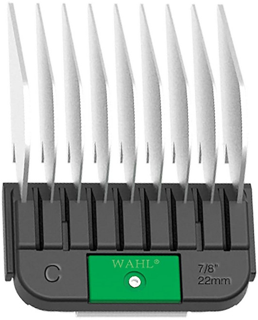 WAHL 전문 동물 스테인리스 스틸 부착 가이드 빗 탈부착 블레이드 반려동물 클 - #C 7/8인치 컷 길이(337-100) 그린, #C, 7/8-Inch Cut Length