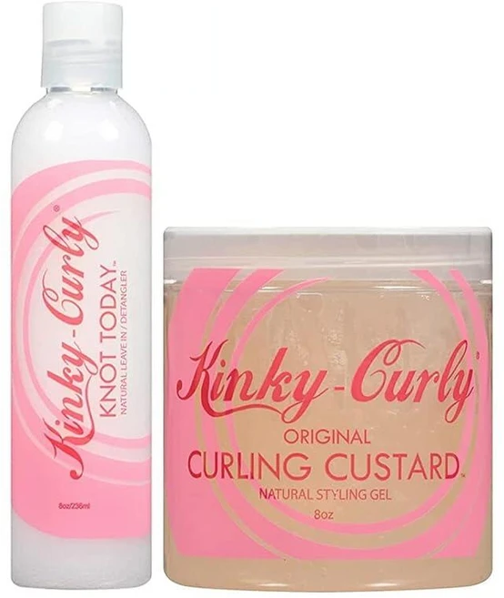 Kinky Curly Knot Today 리브인 컨디셔너/디탱글러 226.8g(8온스) + 컬 커스터드 젤, Kinky Curly Knot Today 리브인 컨디셔, 1개 - 쿠팡