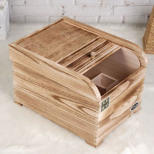편백나무 쌀통 보관함 방충 옻칠 우드 내추럴 5kg 밥통 서리산 전통, 1개, K. 20kg 용량의 롤 셔터 도어 라이트 베이크드 컬