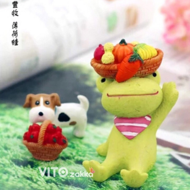 VITO 仰望天空系列豐收小動物 zakka 微景觀盆景裝飾品，多肉植物園藝擺設，創意家居裝飾, 1個, 豐收小獅王