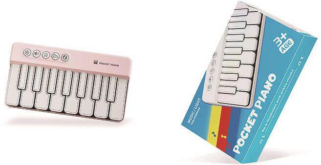 컬러풀 무지개 피아노 멜로디 연주기 감성 무드등 음악 연습 홈스쿨링 교구, 레인보우 포켓 피아노[핑크]