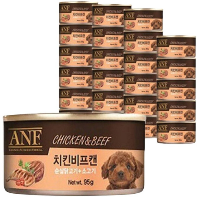 ANF 강아지캔 (치킨비프) 95g x 24개, 혼합맛(순살닭고기/소고기)