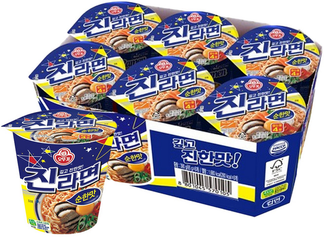 오뚜기 진라면 순한맛 소컵 65g, 6개