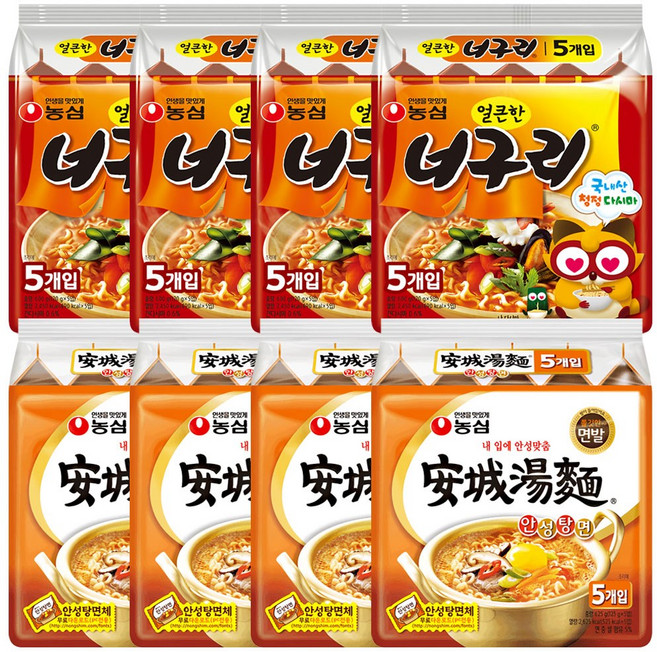 농심 너구리 얼큰한맛 20개 + 농심 안성탕면 20개, 1개