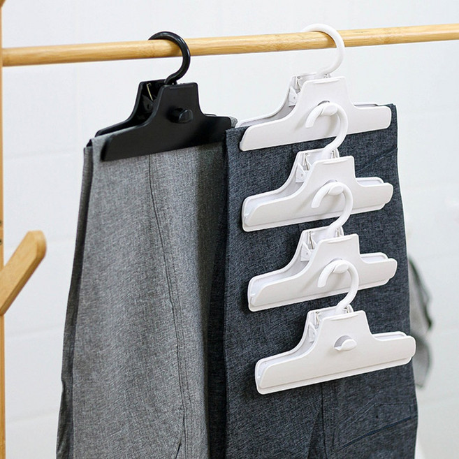 미즈코스 바지 치마 집게 논슬립 회전형 외집게 머플러 자국방지 옷 걸이, 화이트, 5개