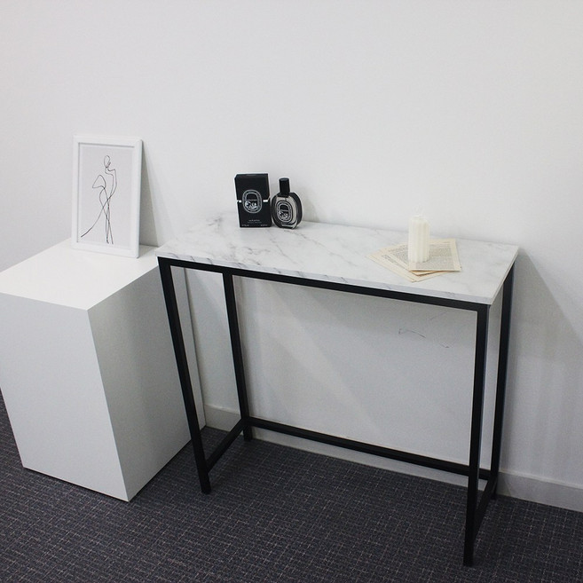 좁고 긴 테이블 슬림 사이드 콘솔 대리석 현관 창가 복도 거실 화장대 8colors, 블랙 마블