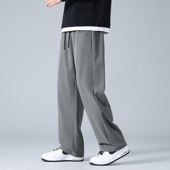 男款休閒褲 寬鬆直筒垂感闊腿長褲