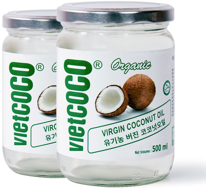 유기농 코코넛오일 버진 100% 비엣코코 식용 500ml, 2개