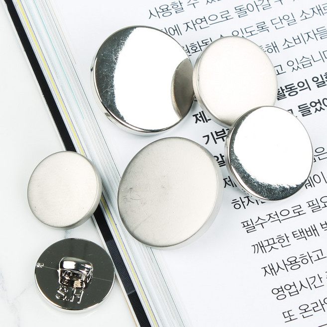 도금 단추 럭셔리 양복 정장 단면 단추, 1세트, A.단면단추 니켈유광-15mm(4개)
