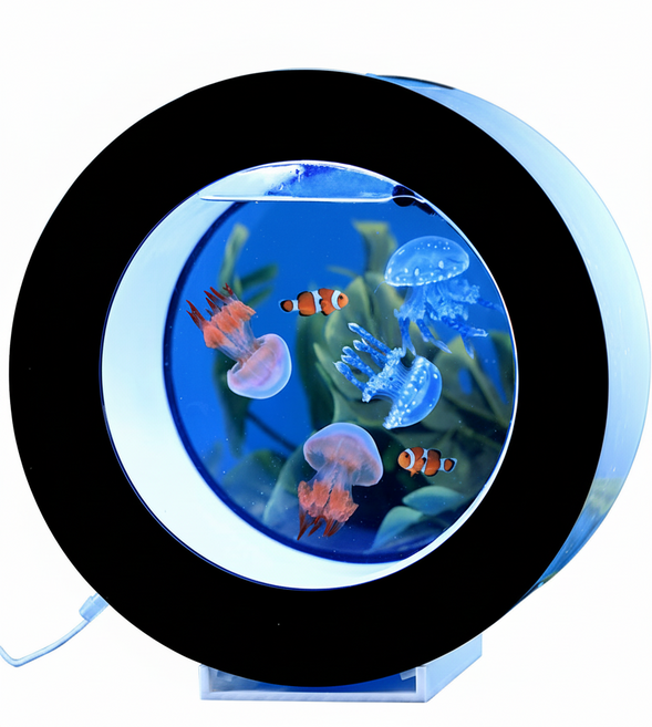 젤리해멍 해파리멍 해파리키우기 무드등 애완 반려 어항 키트 조명 물멍 아크릴 미니 수족관, 1개, 블랙