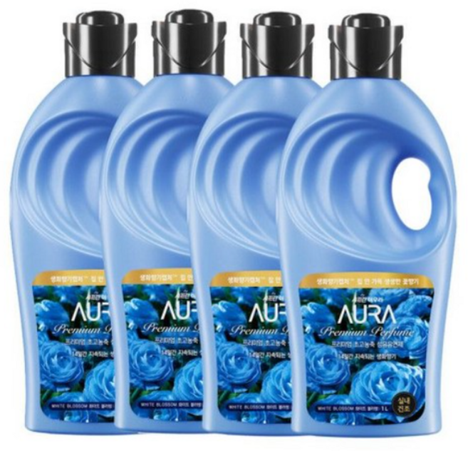 AURA 프리미엄 초고농축 섬유유연제 화이트 블러썸 본품, 1L, 5세트