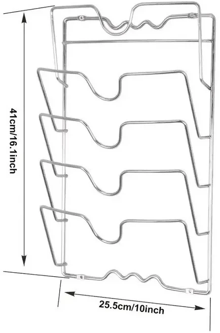 5단 고하중 금속 냄비 뚜껑 정리대 벽걸이 공간 절약형 주방 조리기구 보관함 (높이 조절 가능), 1PCS, 1개