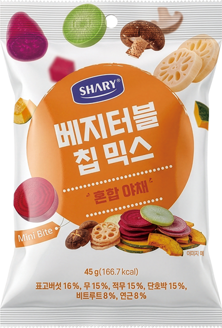 쉐리 크리스피 베지터블 야채 칩 믹스 과자, 1개, 45g