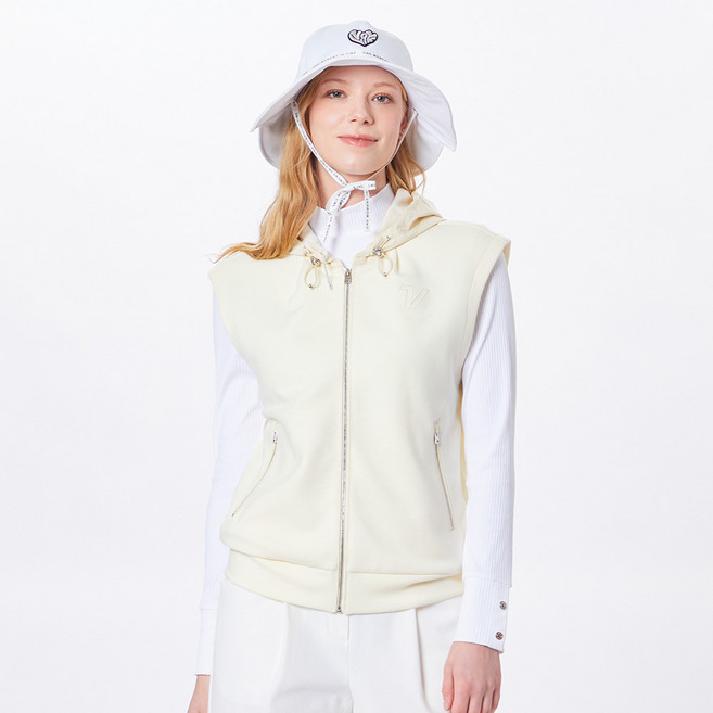 볼빅 10%다운로드쿠폰 여성 골프 저지 후드 풀집업 베스트 VLVTO201_PY