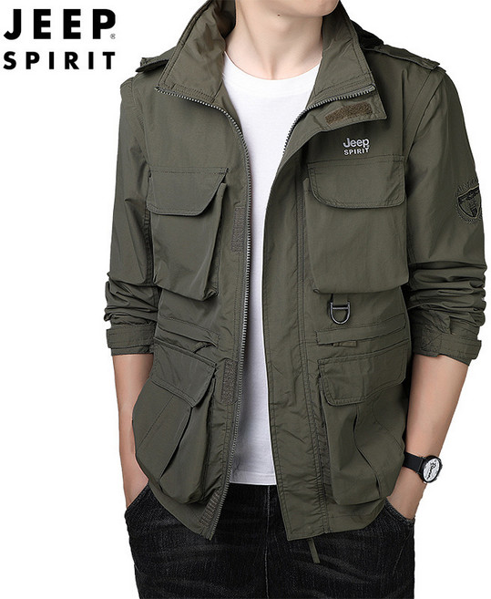 JEEP SPIRIT 지프 스피릿 봄여름 소매 탈부착 남자 캐주얼 야상 낚시 멀티 포켓 카고 점퍼JC7179+양말 증정