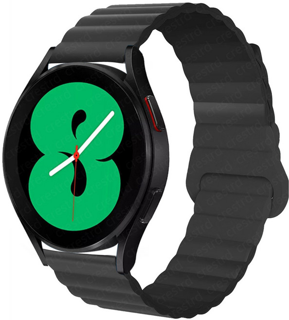 Fegwilde 20mm 22mm 갤럭시워치 스포츠 마그네틱 실리콘 루프 스트랩 갤럭시 프론티어/기어S3 7 6 5 4 클래식 40mm 44mm 46mm 42mm 43mm 47mm, 검은색