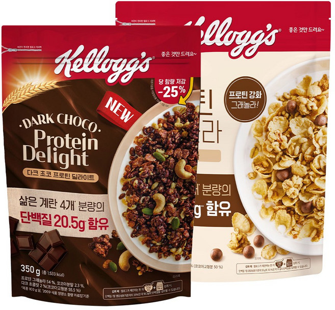 켈로그 다크초코 프로틴 딜라이트 그래놀라 350g + 프로틴 그래놀라 다크초코볼 450g, 1개