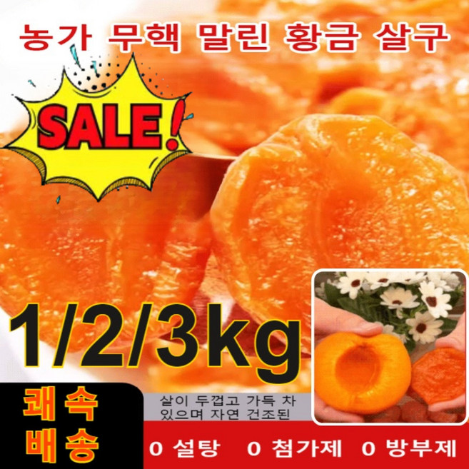 국산무설탕 건살구 1kg 씨 없는 말린 황금 살구 국내산무첨가 씨 없는 말린 홍살구, [말린 홍살구] 500g