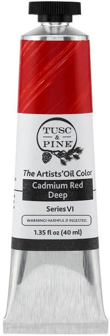 Tusc & Pine 아티스트 오일 페인트 - 티타늄 화이트 (아마씨) 40ml 황변 없음 풍부하고 크리미 한 일관성 최대 안료 부하 소량 가공 페인트 전문 아티스트, 1개(1개입), 카드뮴 레드 딥