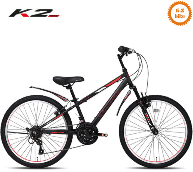 K2BIKE 2025 레이브SF 24인치 21단 초등학생 주니어 앞쇼바 MTB 자전거 사은품제공, 매트 블랙+레드, 반조립+공구Set, 1개