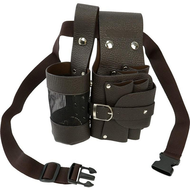 JINGHENG 미용가위집 가방 헤어디자이너 미용사 스텝 가위집 크로스백 원통 가위집 블랙 브라운 5정, 1세트, 고급갈색Brown