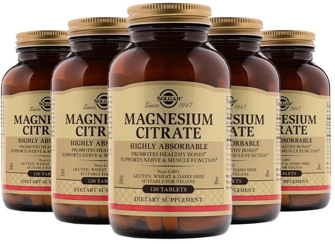 [정품 미국 배송] 솔가 마그네슘 시트레이트 120정-5개 (타블렛) Solgar Magnesium Citrate 120tabs, 1세트, 600정 - 쿠팡