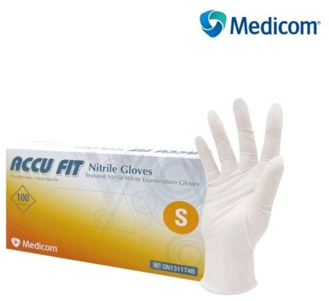 메디컴 아큐핏 니트릴 장갑 100매, 화이트, 대(L), 1개