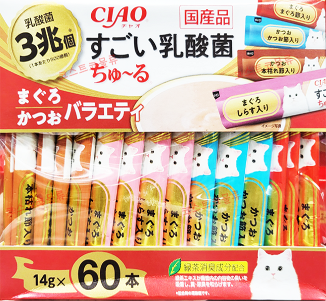 이나바 챠오츄르 유산균 버라이어티 SC-386 + 이도 알콜솜 추가 구성, 14g, 60개