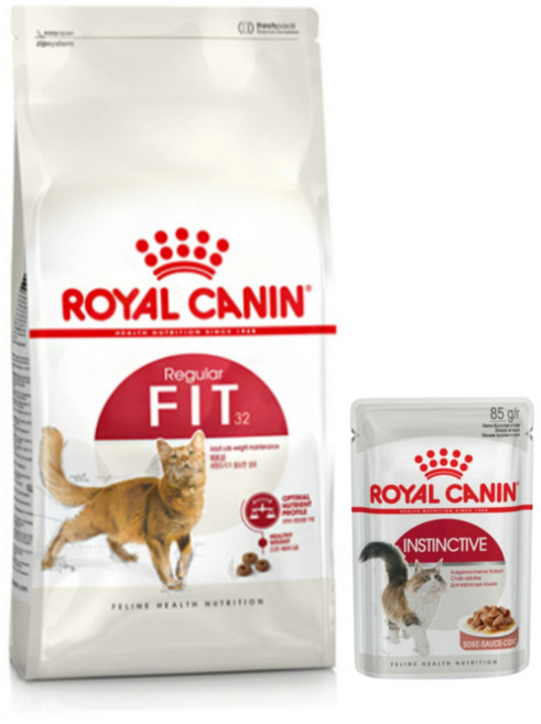 로얄캐닌 피트 고양이사료 10kg+인스팅티브 습식사료 파우치 85g, 1개, 1개, 10kg, 닭분, 침면조, 오리