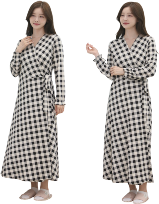 별별모아 피치기모 롱 랩원피스 홈웨어원피스 원피스잠옷 여성실내복