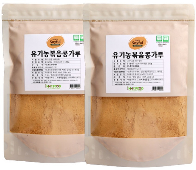 유기농 볶음 콩가루 200g 볶은 인절미가루 무첨가 다이어트 단백질 간식, 2개
