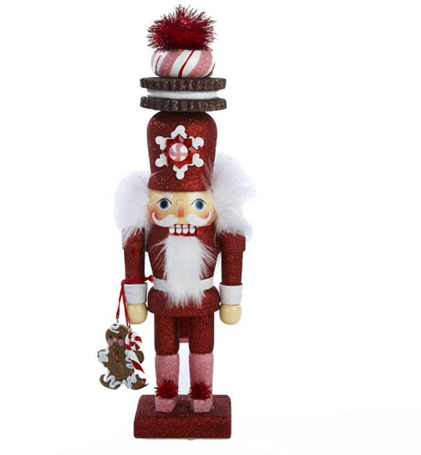 Kurt Adler 30.5cm 12인치 할리우드 레드 진저브레드 호두까기 인형 쿠키 모자 포함 437988, Kurt Adler 30.5cm (12인치) 할리우드