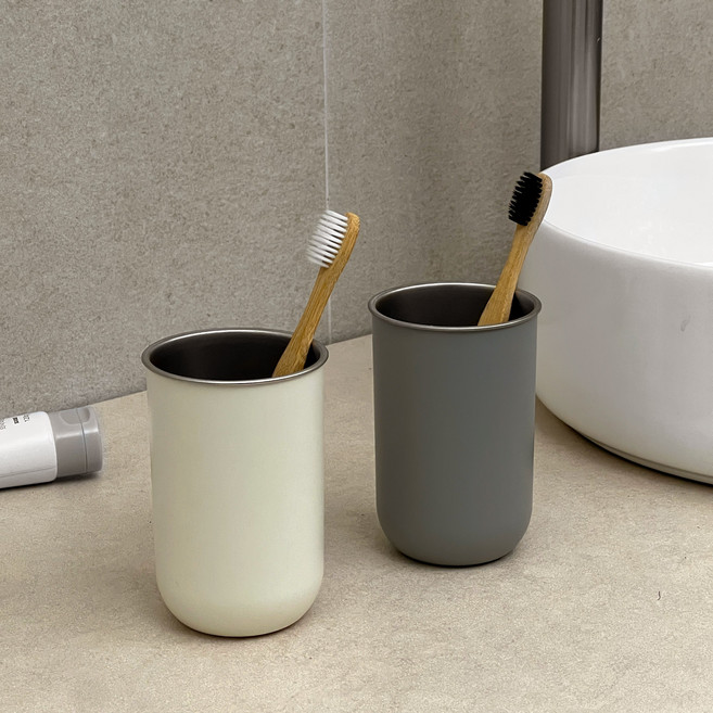 에브리윅 304 스테인레스 양치컵 칫솔컵 이중 화장실컵, 3개, 그레이