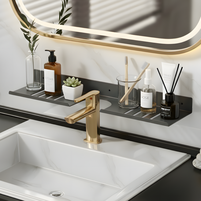 온리온라인 욕실 선반 수납 무타공 물빠짐 거치대, 그레이, 1개