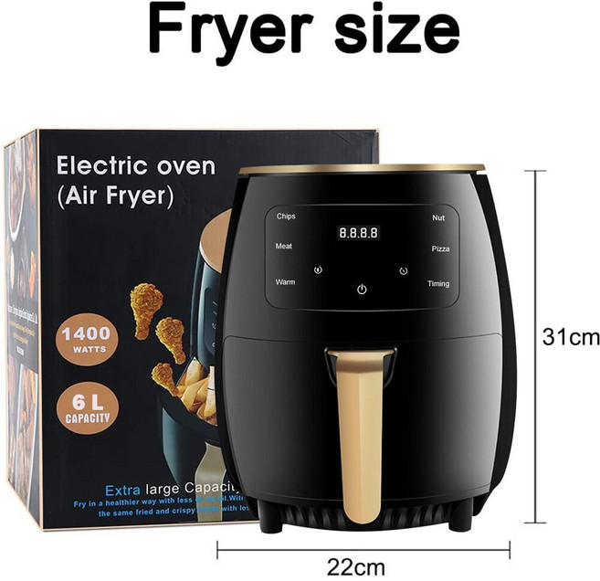 air fryer大容量觸摸式空氣炸鍋多功能薯條機電炸鍋英美歐規110V, 美規110V, 6L 黑色 英文美規110V