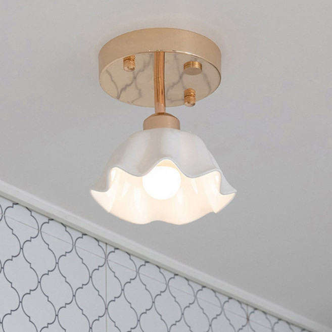 릴리 1등 직부 센서등 / 도자기갓 현관등 베란다등 인테리어조명, 센서등(센서모듈), LED인치구(주광색-흰빛)