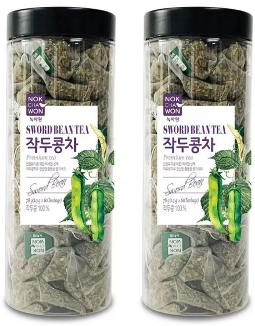 구수한 작두콩차 60티백 x 2 깊은맛 고소함 남녀노소 건강차 풍미 국내산 고급티백인 피라미드티백, 1.3g, 60개입